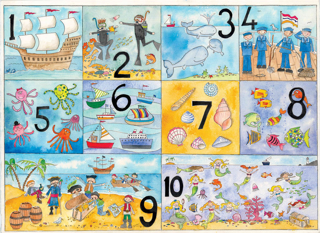 Seaside numbers Poster by June Armstrong