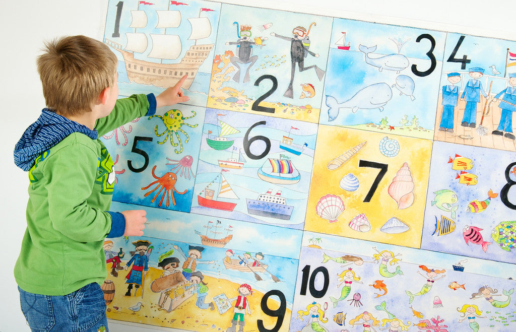 Seaside numbers Poster by June Armstrong