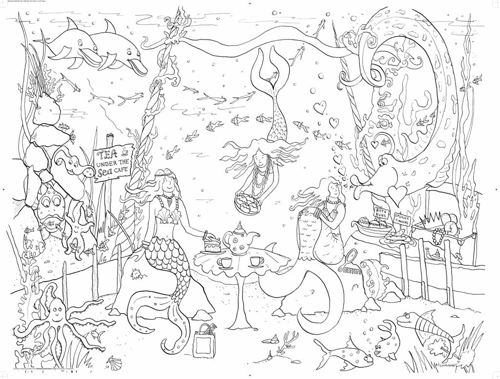 Mermaid Sea Adventure Colouring Poster