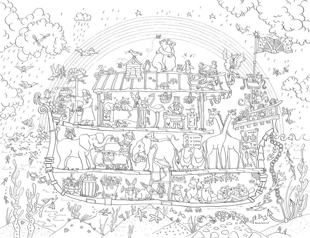 Noah's Ark Colouring Poster
