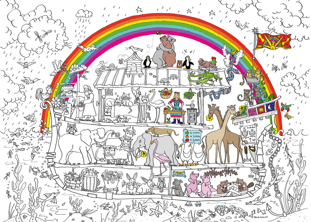 Noah's Ark Colouring Poster