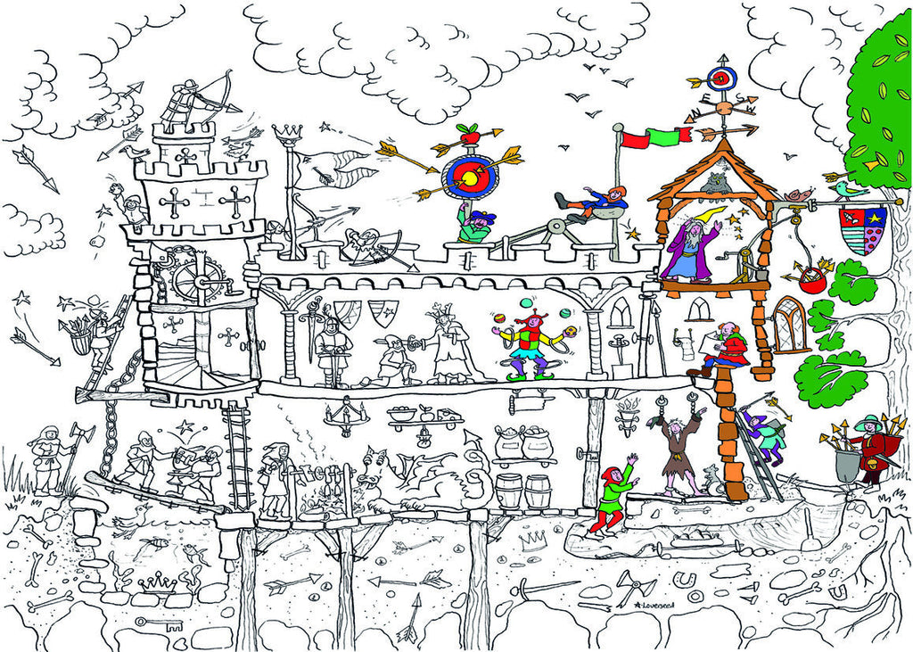 Medieval Castle Colouring Poster