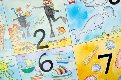 Seaside numbers Poster by June Armstrong