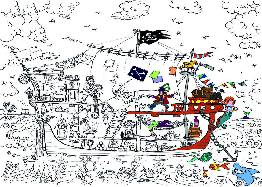 Pirate Ship Colouring Poster